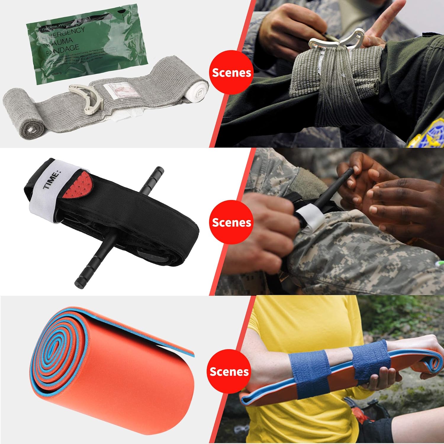 Sun Sante Emergency Trauma Survival First Aid Kit, Military Tactical Sling Rover Shoulder Bag Pack, IFAK EDC Molle System Outdoor Gear for Camping Boat Hiking Home Car Earthquake and Adventures : Sports & Outdoors