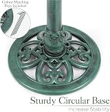CHRISTOW Clam Shell Resin Bird Bath Garden Stand 80cm Green view 4