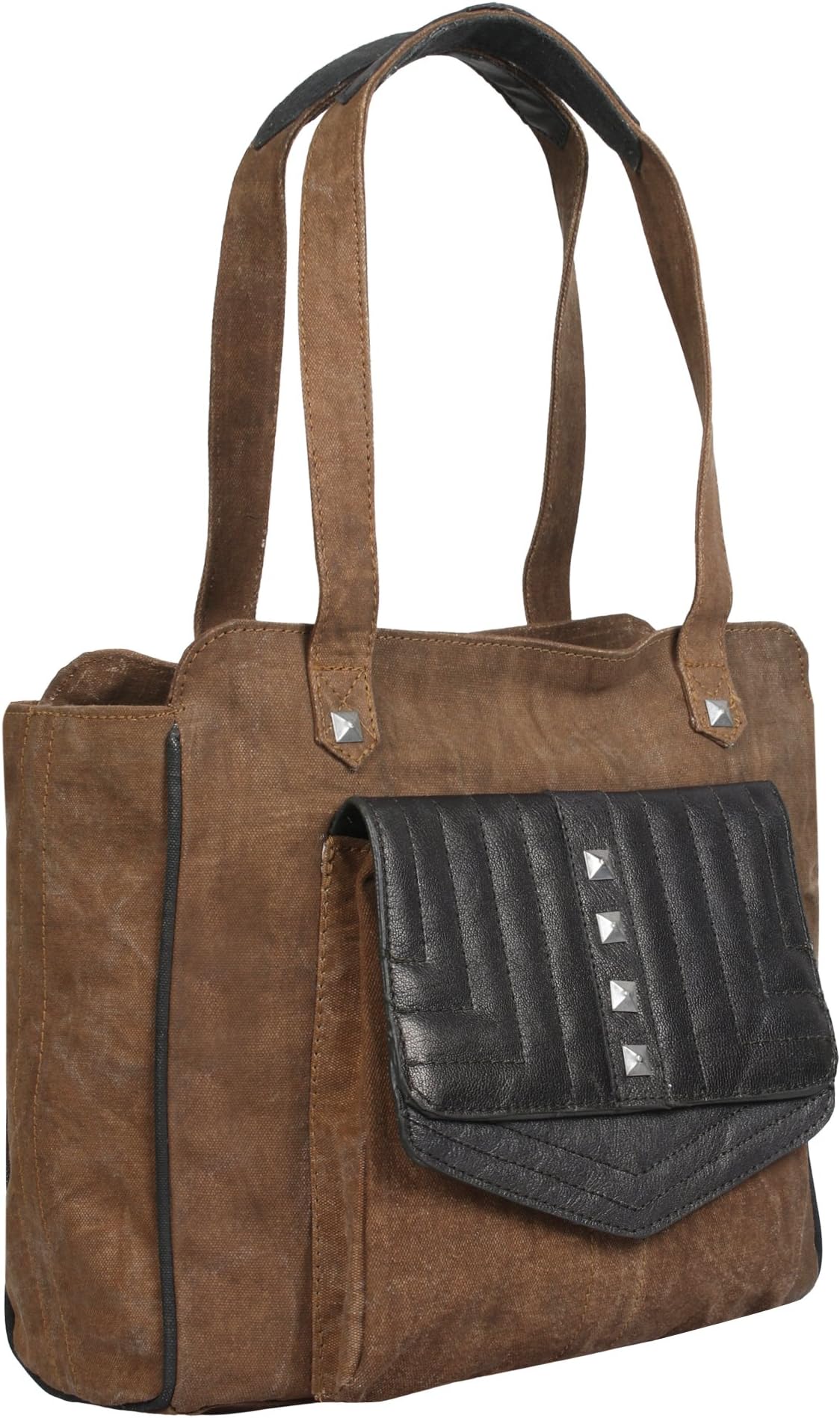 Mona B. Naomie Upcycled Canvas Shoulder Bag with Vegan Leather Trim M-5014