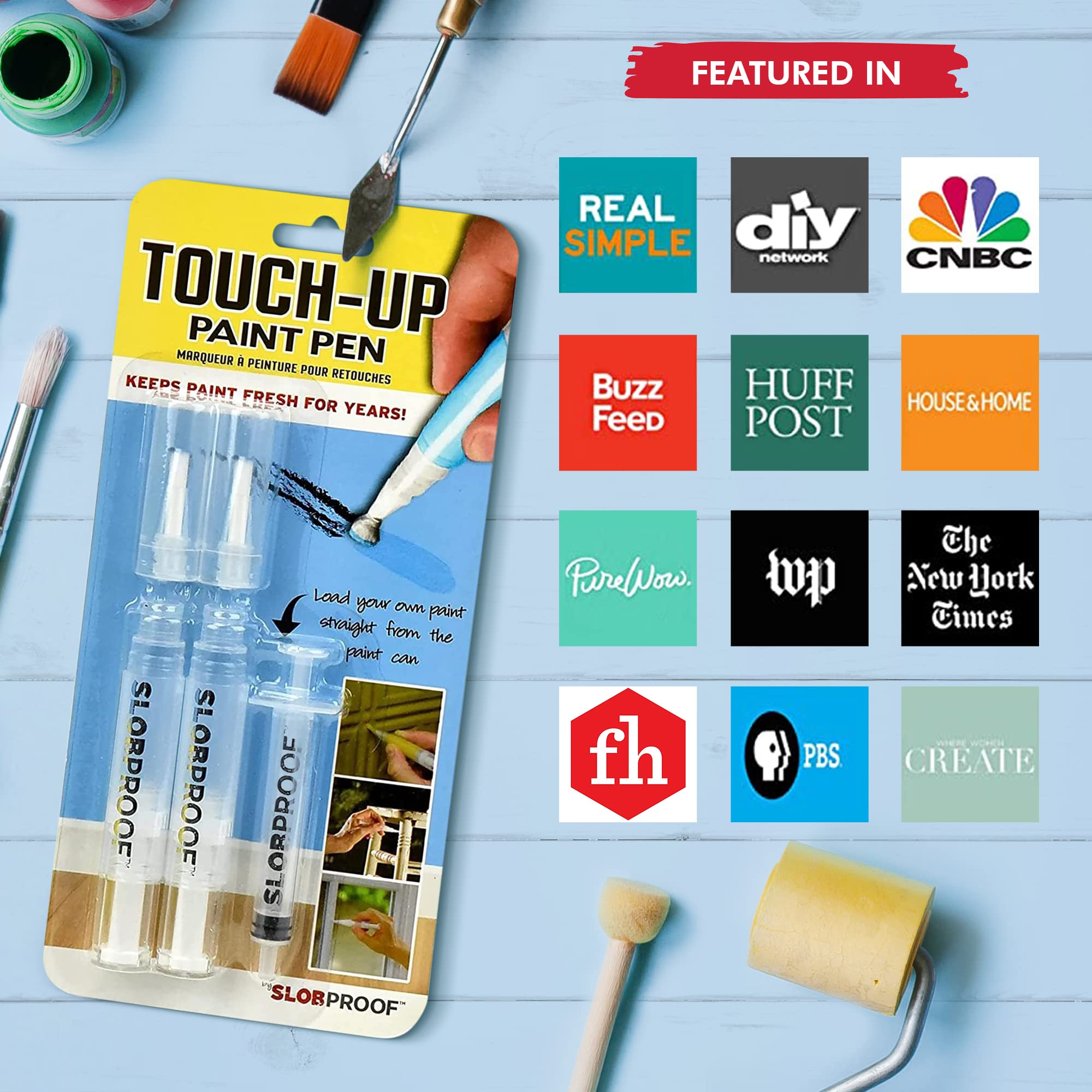 Slobproof Refillable Paint Brush Pens Bundle Pack of 5 & Pack of 2. Convenient TouchUp