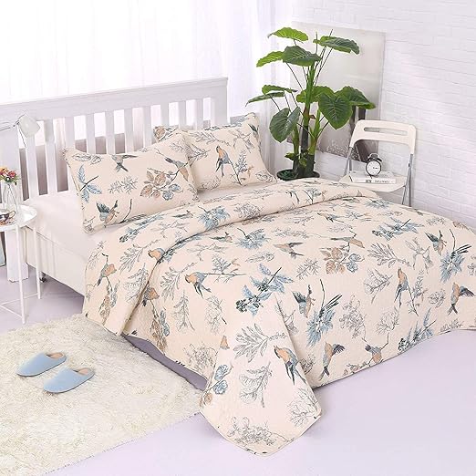 Alicemall 3 Pieces Bedspread Sets Flying Birds Printing 3 Piece