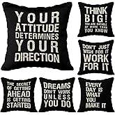 Inspiring Saying Quote Motivational Phrases Nursery Throw Pillow Case, 18 x 18 Inch Set of 6, Gifts Teens Adults Living Room Office Classroom College Decoration, Pillows Cover for Sofa Couch Bed