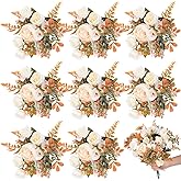 Crowye 8 Pieces Peonies Artificial Flowers Bouquet Fake Hydrangea Flower Bulk Rose Flowers Centerpieces Arrangement Fall Flowers for Wedding Party Home Women Decoration Mother's Gift (Champagne)