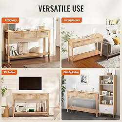 VEVOR Rattan Console Table with 3 Storage