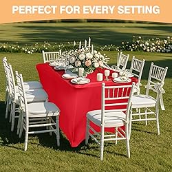 10 Pack 6 Feet Red Spandex Tablecloth for