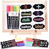 Chalk Pens - Washable Liquid Chalk, 8 Colored Window Markers with Reversible Tip + 8 Chalkboard Labels