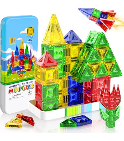 thumbnail image 2 of Magnetic Tiles Toddler Toys - Mini Magnetic Blocks In A Travel Tin 2 of 10