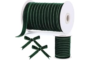 Chuangdi 5/8 Inch, 60 Yard Christmas Velvet Ribbon Vintage Green Ribbons for Gift Wrapping Christmas Tree Ornaments Xmas Party Decoration Wreath Crafts Bow Making