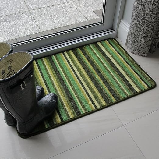 The Rug House Green Stripe Anti Creep Entrance door mat and runner rugs