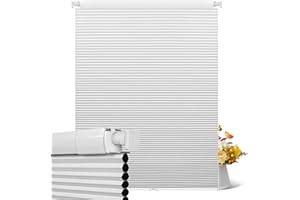 BERISSA No Drill No Tools Blackout Cellular Blinds for Windows, Easy to Install Cordless Honeycomb Blinds,Thermal Insulated N