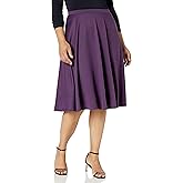 Star Vixen Women's Plus-Size Ponte Midi Skater Full Skirt, Purple, 3X