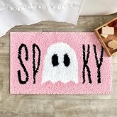 RoomTalks Spooky Halloween Bath Mat for Bathroom Non Slip Washable, 20’’W x 32’’L Gothic Spirit Ghost Bath Rug Microfiber Absorbent Fun Cute Pink Aesthetic Girls Halloween Bathroom Mat Decorations