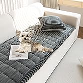 XSlive Faux Fur Plush Dog Couch Cover 3D Stripe Fuzzy Sofa Cover Non-Slip Fluffy Dog Bed Cover Pet Blanket Sofa Couch Furniture Protector for Puppy Large Dog Cat (Dark Grey,28"x47")