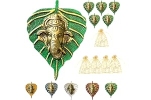 LOVENSPIRE Metal Leaf Ganesha Diwali Decor Wall Hanging for Home & Office Housewarming Return Gift Pooja Favor Ganesha Decorative Wall Hanging Showpiece Pack of 1/2/5/25 Pcs