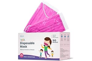 WECARE Disposable Face Masks For Kids, 50 Pink Face Masks, Individually Wrapped