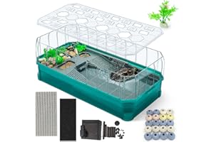 Binano 25.6×13×9.4'' Turtle Aquarium Turtle Tank with Filter-Rain Shower SPA Experience, Water Changes, and Ample Space for Activities-Suitable for Tortoises, Turtles, Hermit Crabs