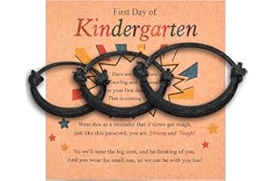 Leyung First Day of School Kindergarten Bracelet Set of 3, Father Mother Son Daughter Family Bracelets Back to School Gifts