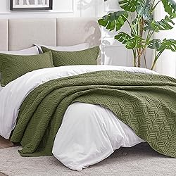Love's cabin Twin Quilt Bedding Set Olive Green