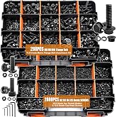 mankk 3160PCS Metric Bolt Nut Assortment Kit, with Flat &amp; Lock Washers | 42 Sizes M2 M3 M4 M5 M6x1.0 M8x1.25 M10x1.5(4-45mm) -Flange Bolt,Hex Socket Button Screws,Cap Head Screws