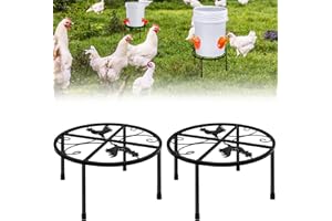 SYMDROMIA 2 PCS Metal Stand for Chicken Feeder Waterer, Iron Stand Holder with 4 Legs, Round Supports Rack for Buckets Barrels Equipped Installed with Feeder Waterer Port, for Coop Poultry Indoor Outdoor