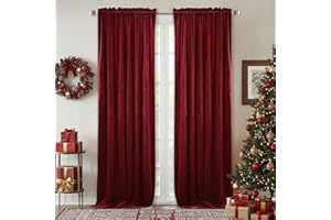 StangH Theater Red Velvet Curtains Christmas Curtains Super Soft Thermal Insulated Window Drapes 84 inches for Living Room Holiday Decorative for Master Bedroom, W52 x L84, 2 Panels