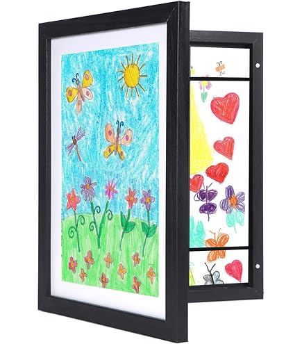 2-Pack Kids Art Frames 9.5x13 Inches - Front Opening Display Holds 50-100 Artworks, With Mat - View #5