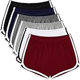 Apoway 6 Packs Dance Shorts Women Cotton Waistband Summer Sports Yoga Shorts for Women