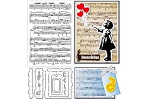 GLOBLELAND Matrices de découpe en métal transparent pour fond de partition vintage et notes de musique - Pour la fabrication 