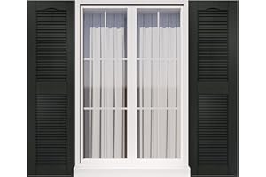 Ortus Collective Exterior Window Shutters - Weather-Resistant Polypropylene, Easy DIY Install - Louver Shutters for Windows Outside, Vinyl, Brick, 14.5"W*35" H, Black