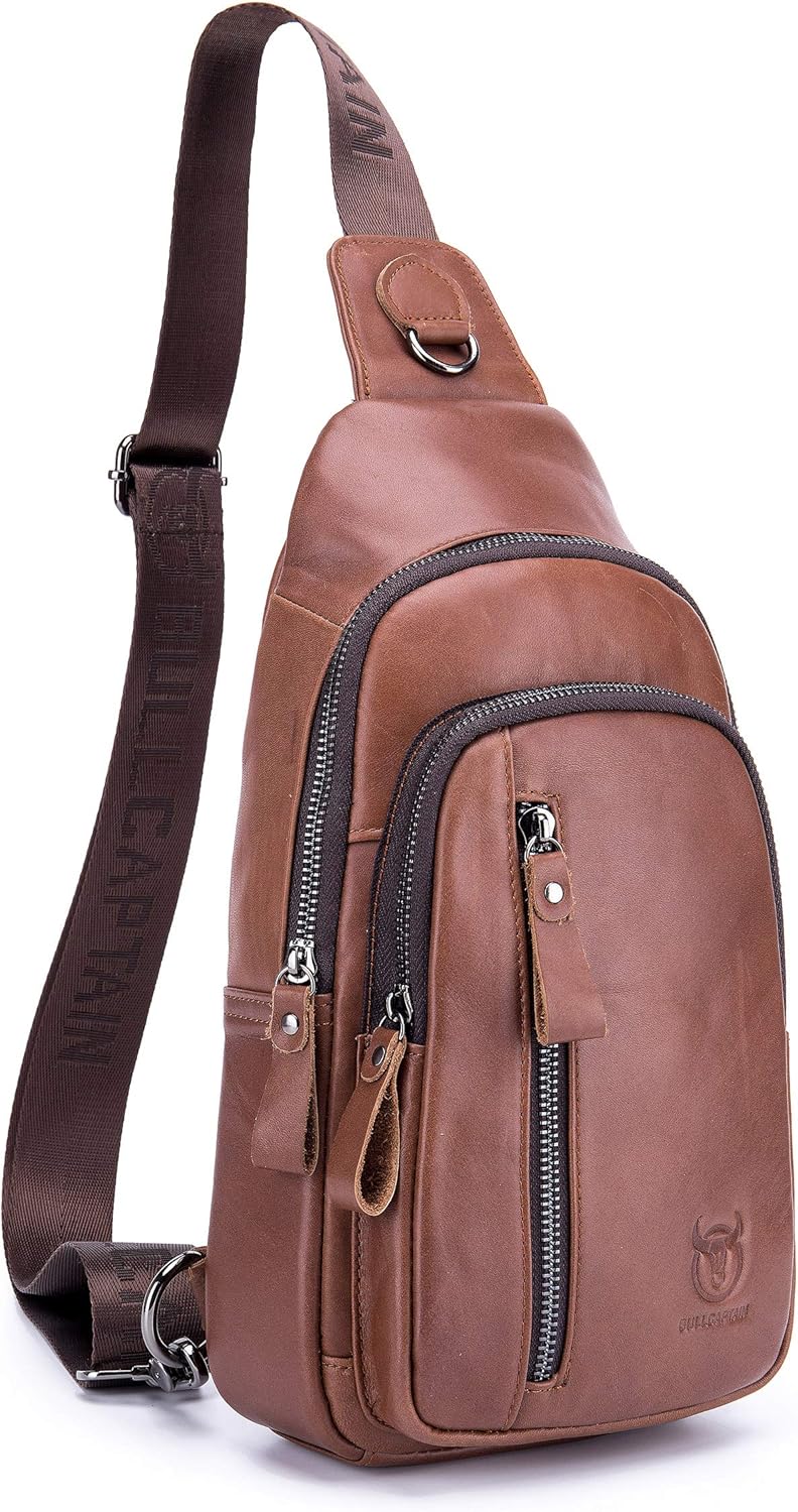 Genuine Leather Sling Bag,Full Grain Leather Casual Crossbody Shoulder