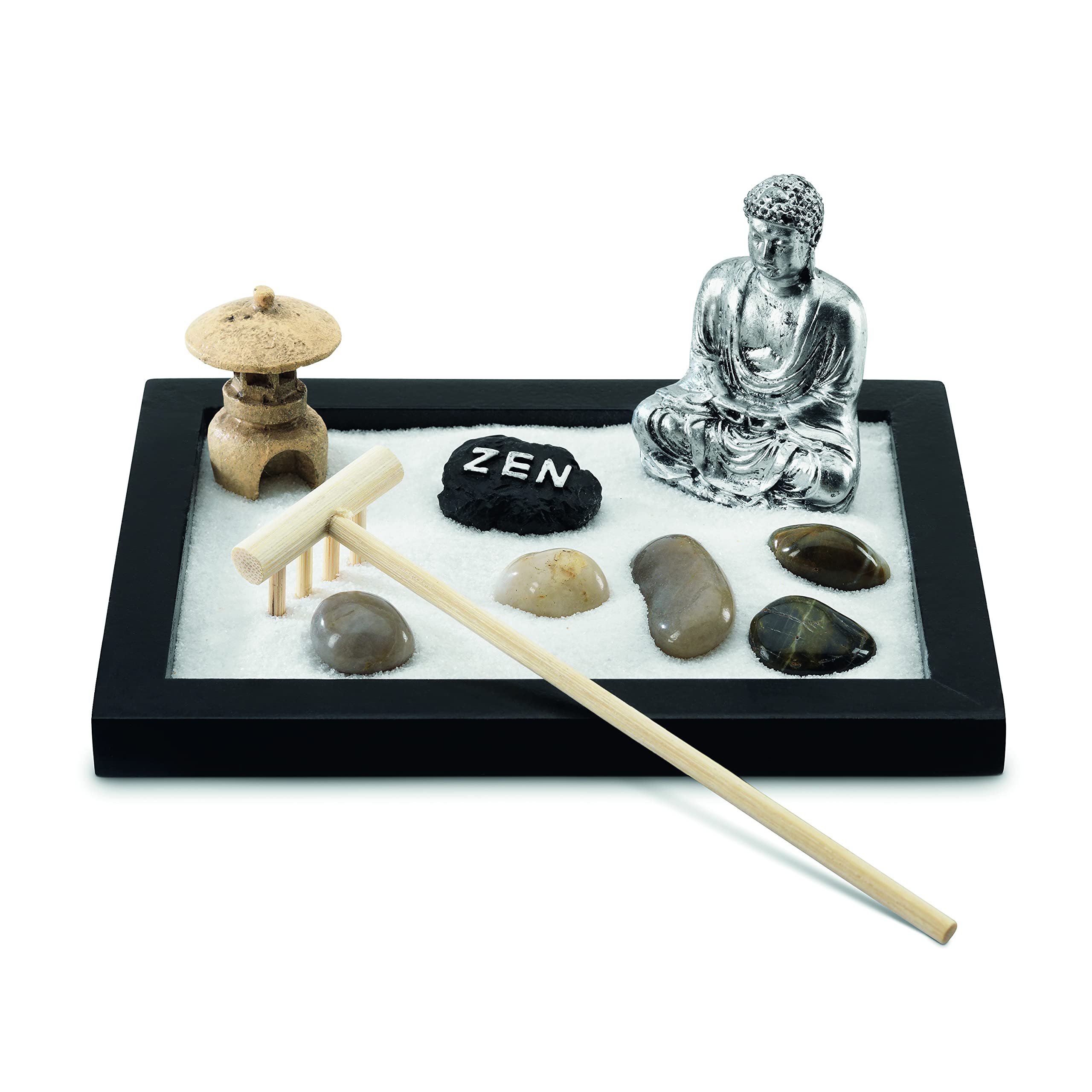 InGenious Desk Top Zen Garden - Miniature Indoor Karesansui with Zen Inspired Accessories