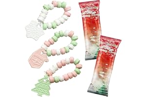 4E's Novelty Christmas Candy Bracelets - 30 Pack Stretchable Bulk Candies Individually Wrapped, Fun Christmas Stocking Stuffers & Party Favor Candy for Kids (Fits Most, Santa, Tree & Snowflake)