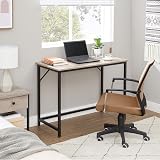 VASAGLE Computer Desk 100 x 50 x 76 cm Greige Mottled Black Steel Frame view 4