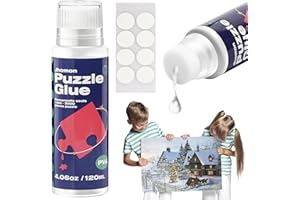 JHOMON Puzzle Glue Clear with New Sponge Head, Replace Puzzle Saver Suitable for 1000/1500/3000 Pieces of Puzzle for Paper and Wood, Water-Soluble Special Craft Puzzle Glue Sheets, 120ML