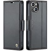 SINIANL Compatible with iPhone 15 Plus Wallet Case with RFID Blocking for Women Men Card Holder Magnetic Clasp Kickstand Leather Folio Case for iPhone 15 Plus Black