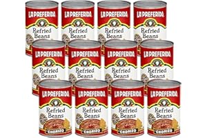 La Preferida Chorizo Refried Beans Heat & Serve for an Instant Side Dish or Add to Enchiladas, Tostadas & More,16 oz. (Pack of 12)