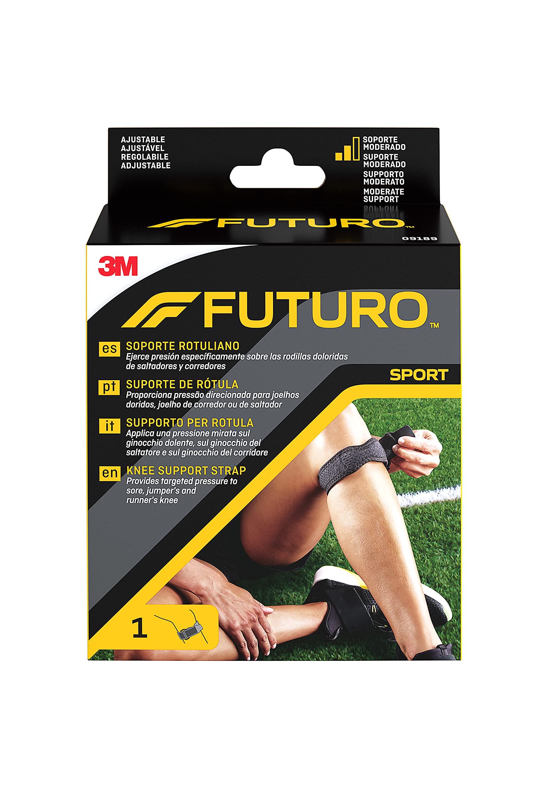 FUTURO Knee Support Strap (31.8- 44.5 cm) – Targeted Pressure for Jumper's and Runner's Knee, Adjustable, Breathable, Lightweight