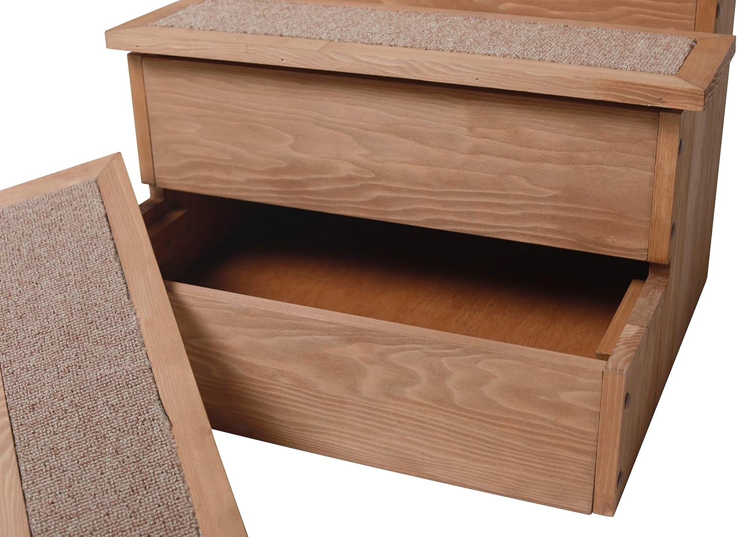 zoovilla PTR0082212010 Yorkshire Pet Step with Storage, Wood Bedside Ramp with Storage, Natural Wood, 15.55″D x 17.50″W x 14.76″H : Pet Supplies