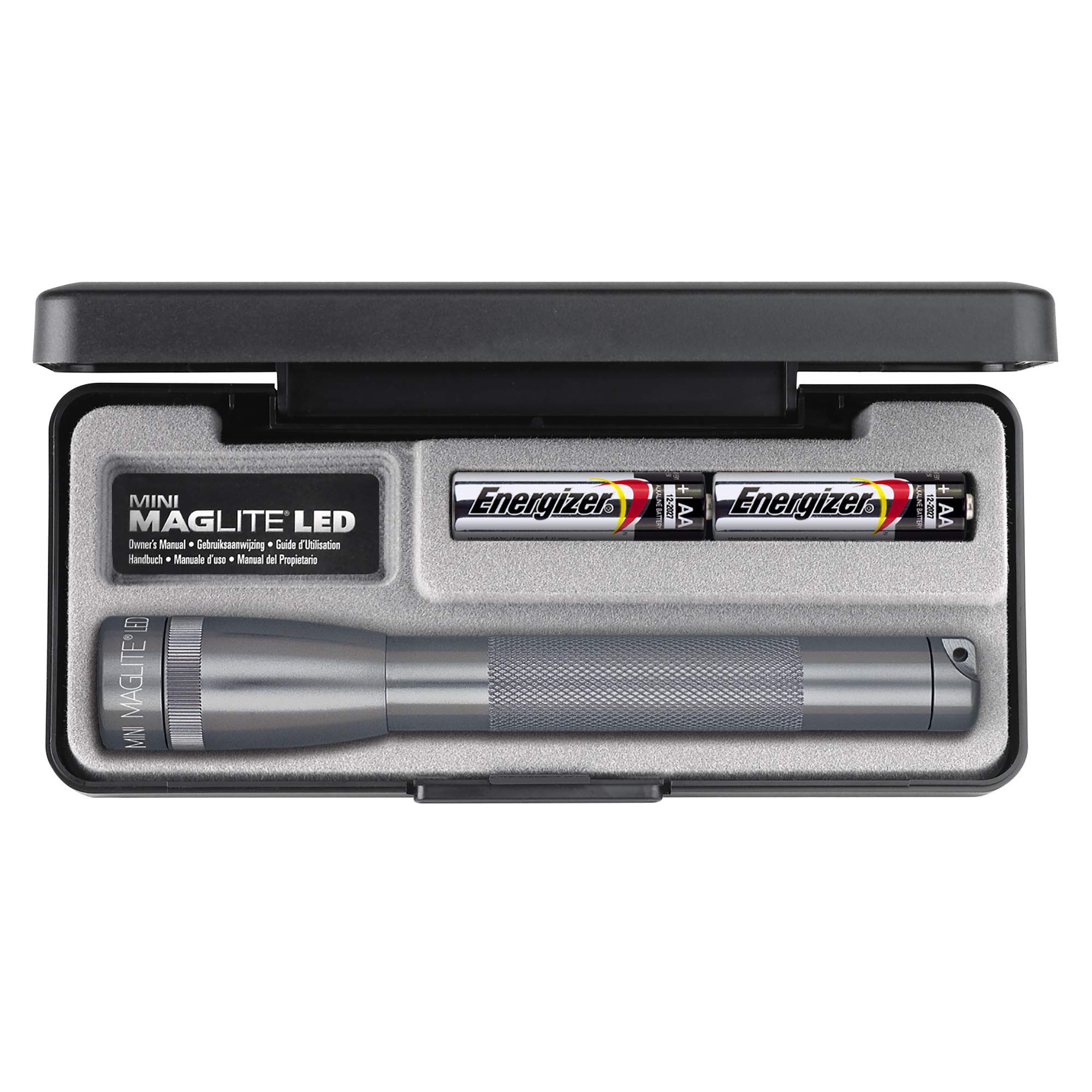 Maglite SP22097F Mini Maglite 2AA Multimode LED Torch 17 cm with Max. 31 Hours Battery Life Incl. 2 AA Batteries in Case Titanium-Grey