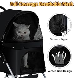 Azaeahom Pet Stroller 4 Wheels Dog Cat Stroller for