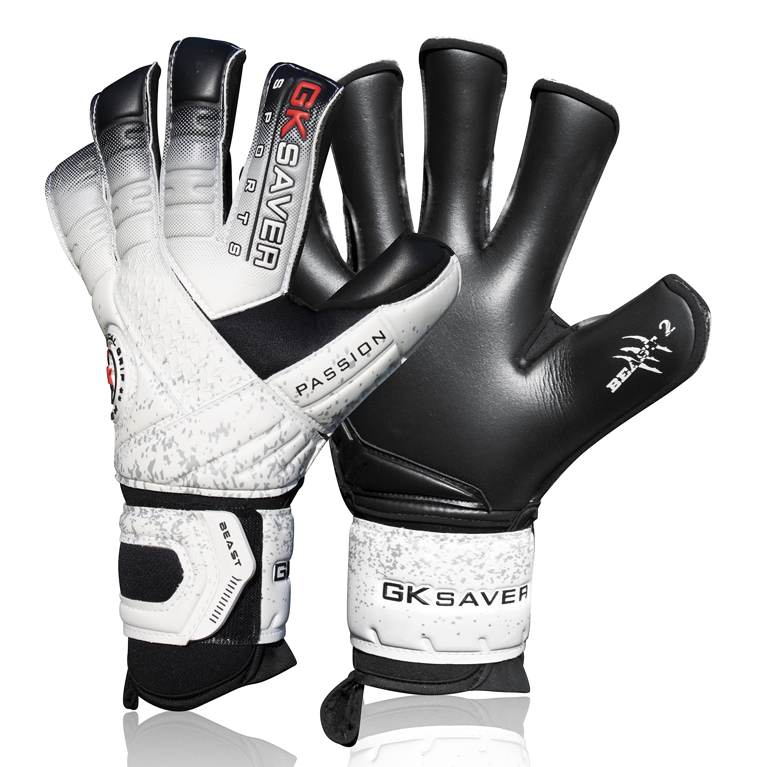 GK Saver Football Goalkeeper Gloves Passion Beast Pro Professional Anti Slip Grip Palm Soccer Goalie Gloves. (Passion Beast Pro 2, SIZE 6)