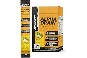 ONNIT Alpha Brain Instant - Pineapple Punch Flavor - Nootropic Brain Booster Memory Supplement - Brain Support for Focus, Energy & Clarity - Alpha GPC Choline, Cats Claw, L-Theanine, Bacopa - 30ct