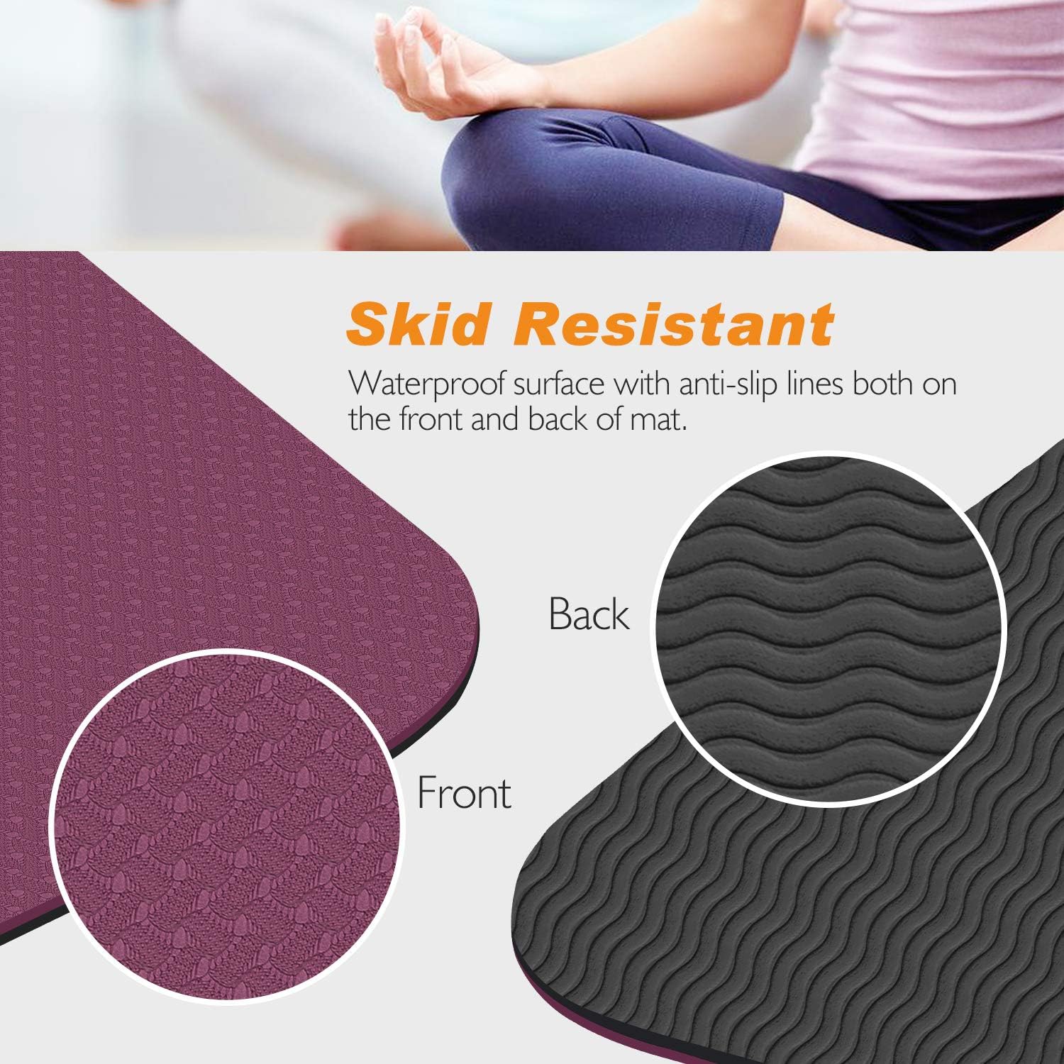 TOPLUS Yoga Mat - Classic 1/4 inch Pro Yoga Mat Eco Friendly Non Slip Fitness Exercise Mat with Carrying Strap-Workout Mat for Yoga, Pilates and Floor Exercises (Deep red) : Sports & Outdoors