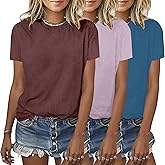 BLACKMYTH Womens 3 Pack Basic T Shirts Summer Tops 2026 Fashion Short Sleeve Comfy Casual Vacation Tees