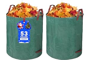 SRKMXZR 2 Pack Yard Waste Bags, 53 Gallon Lawn and Leaf Bags, Reusable Heavy Duty Garden Bags for Collecting Leaves, Waste Container for Clean Up Outdoor Debris Leaves Grass Clippings