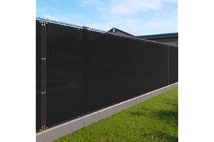 Windscreen4less 6'x50' Privacy Fence Screen Heavy Duty Windscreen Fencing Mesh Fabric Shade Net Cover for Outdoor Wall Garden Yard Pool Deck Black