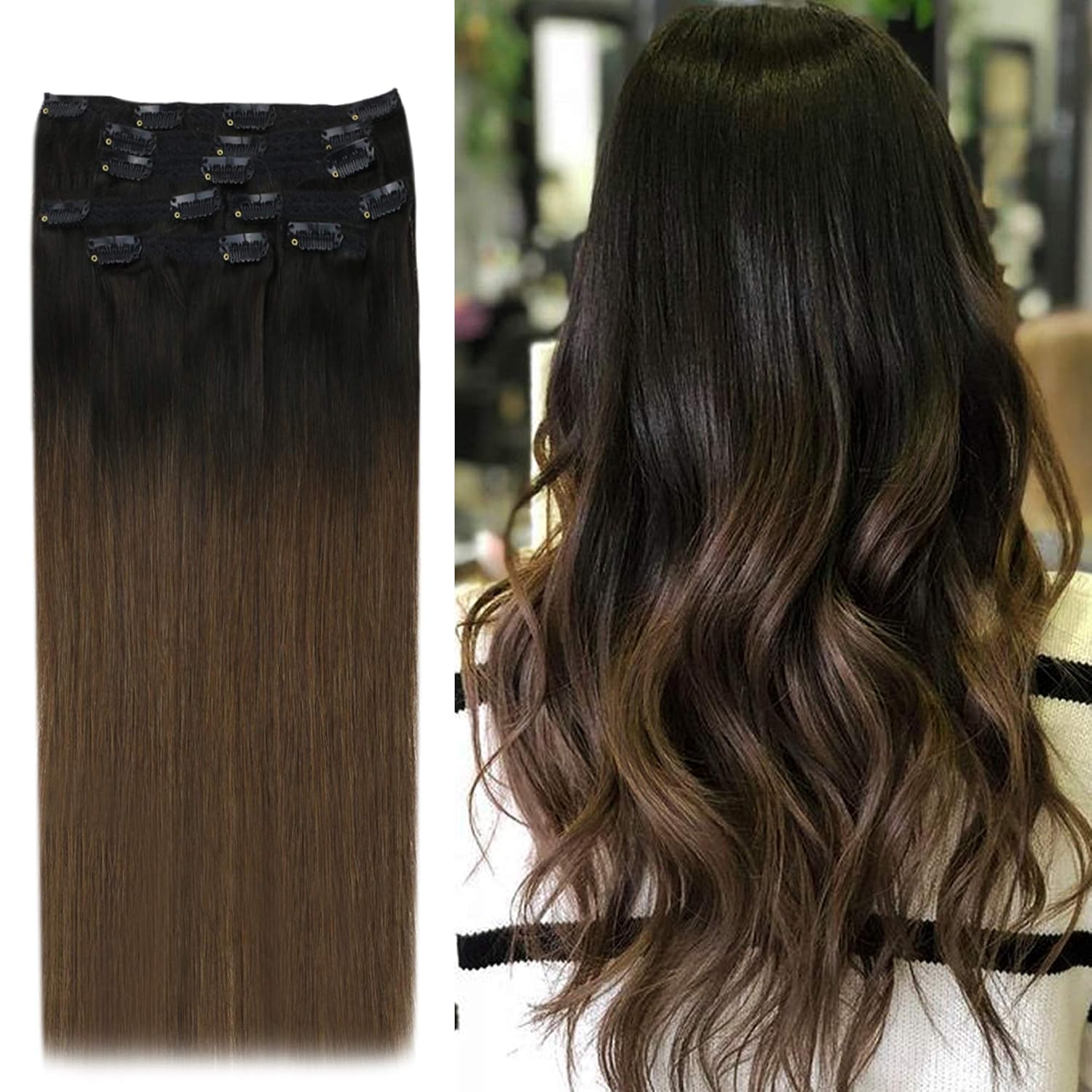 Amazon Com Youngsee 24inch Hair Extensions Clip In Human Hair
