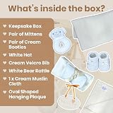 Baby Box Shop Newborn Gift Set Unisex Keepsake Box Rattle Muslin Cloth 7 Pieces view 3