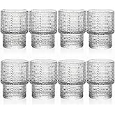 ZOOFOX Set of 8 Juice Glasses, 7 oz Heavy Base Hobnail Glassware for Drinking Orange Juice, Stackble Vintage Drinking Glasses for Beer, Cocktail, Soda, Beverage, Whiskey, Iced Coffee