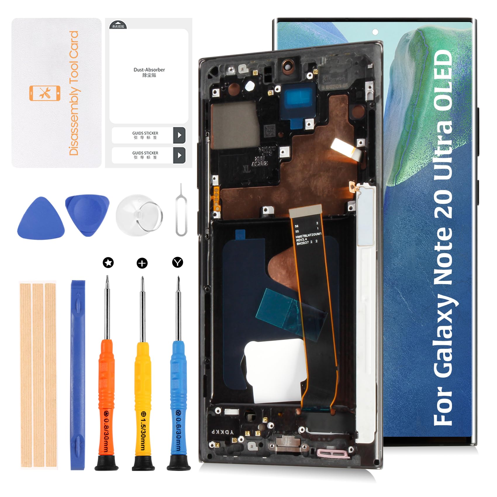 Photo 1 of Olivechard AMOLED for Samsung Galaxy Note 20 Ultra 6.78"(Not OEM 6.9") LCD Display+Mystic Black Frame 4G/5G N985 N986 LCD Screen Display Replacement Touch Digitizer Assembly